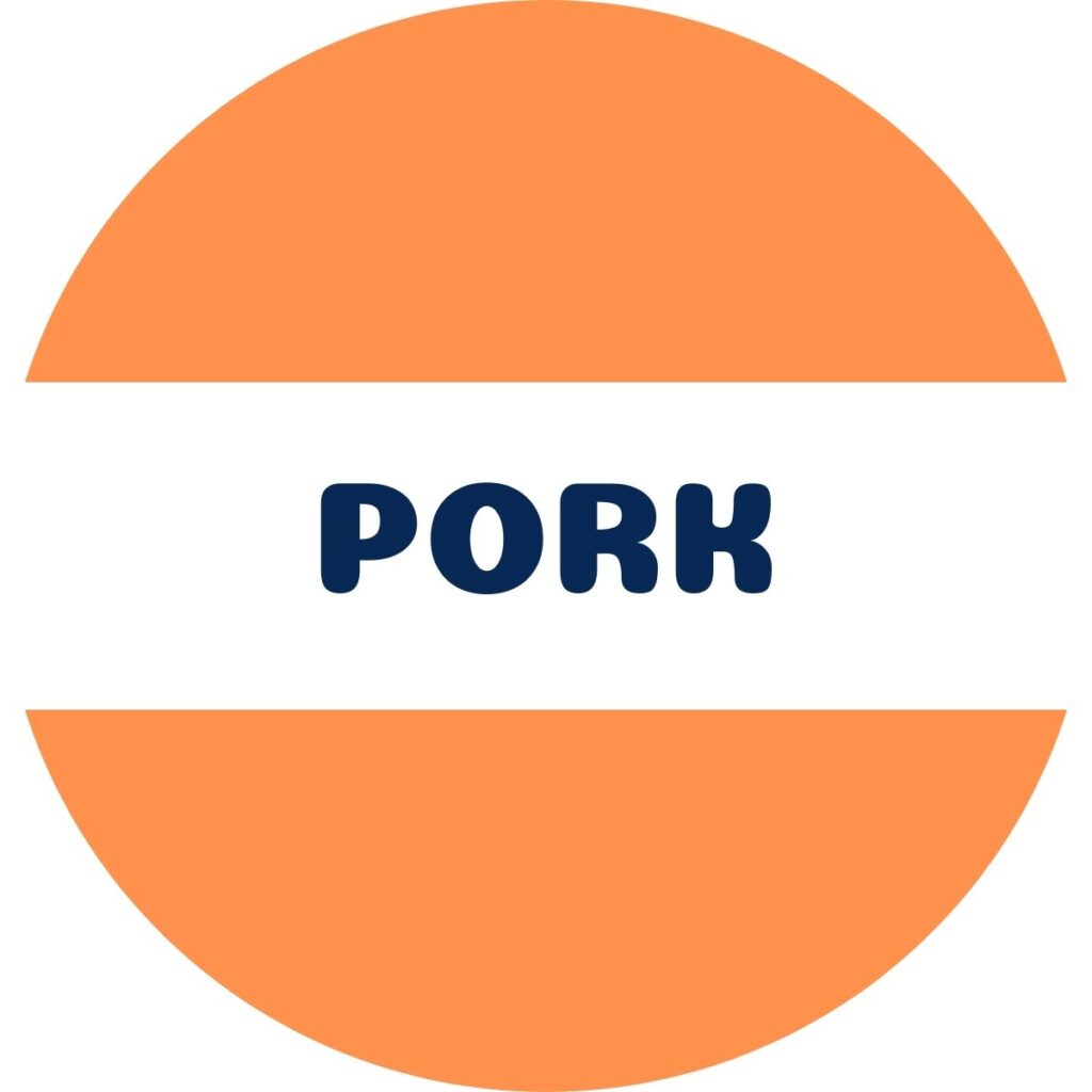 Pork logo on an orange circle